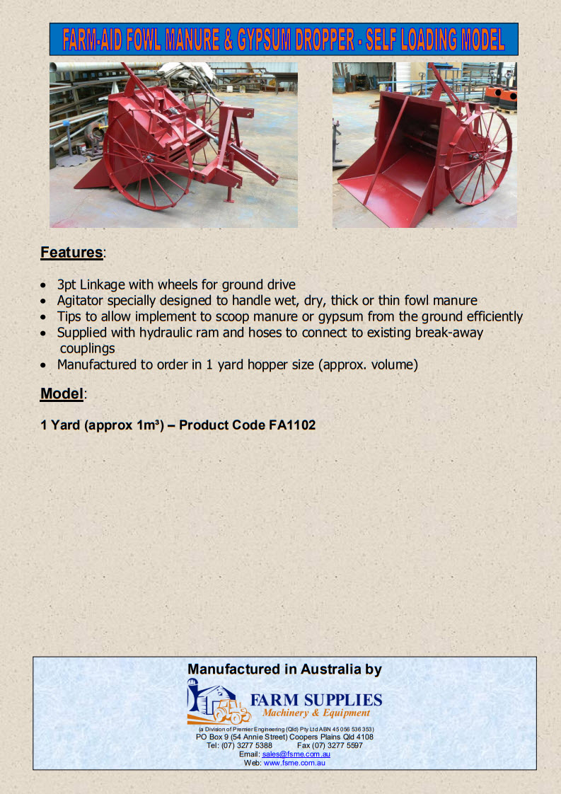 fowl manure Gypsum Dropper self load 2014