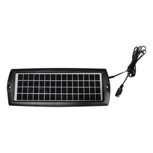 Keep your battery charged with this 5W Solar Panel. This product is designed to maintain charge to 12V batteries in Tractors, motorcycles, ATV’S, Side by Sides, Ride on mowers, boats, caravans and more.