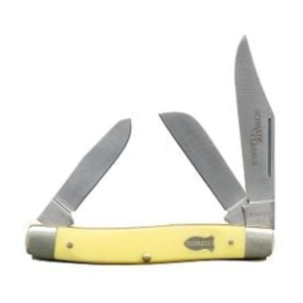 Schrade-Senior-3-Blade-Stock-Knife-Yellow-8OTY